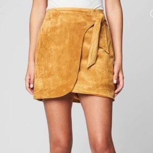 Blank NYC Skirt Womens 26 Brown Suede Overlaps Mini New